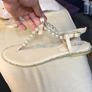 Rhinestone and pearl sandals